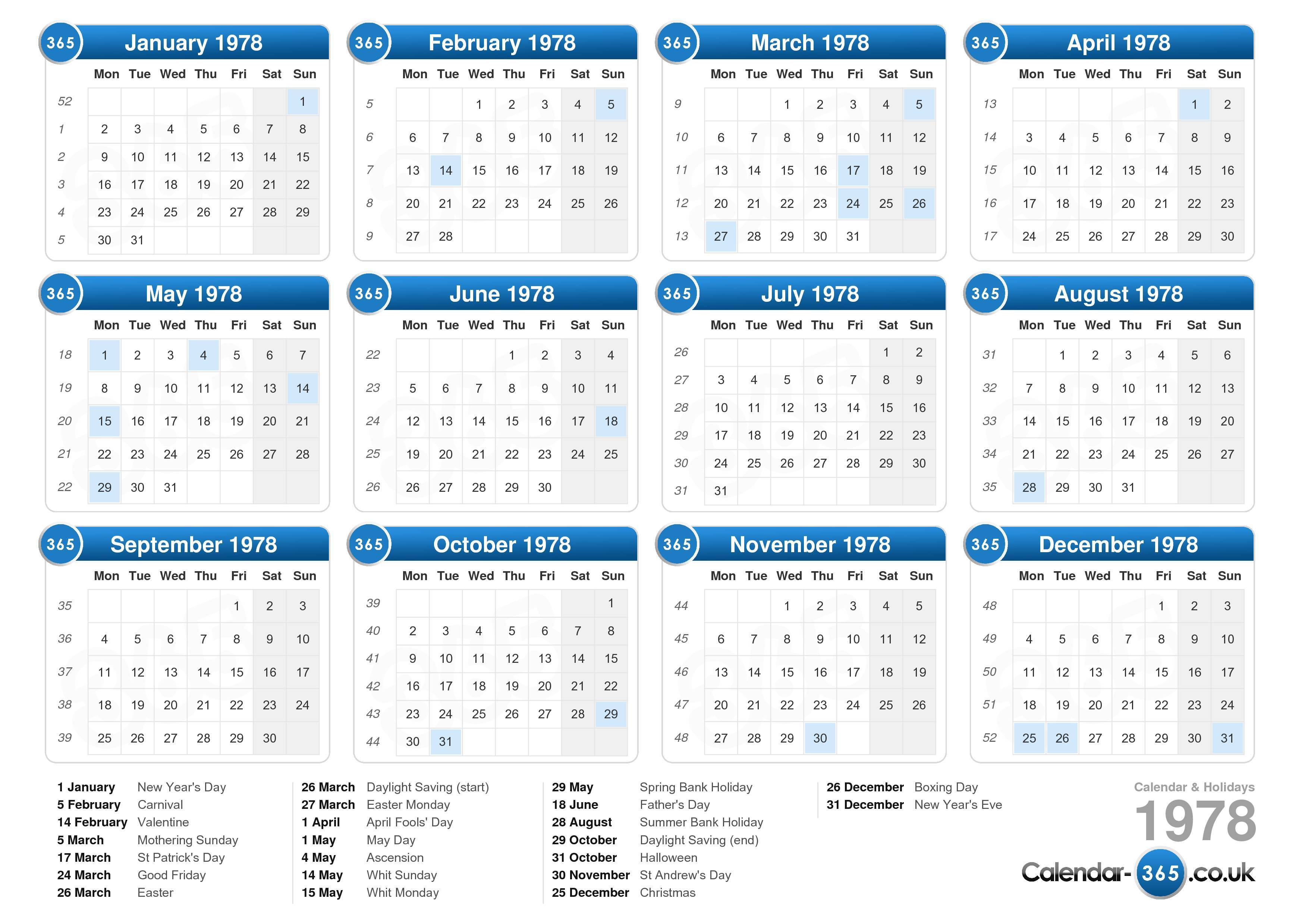Calendar 1978