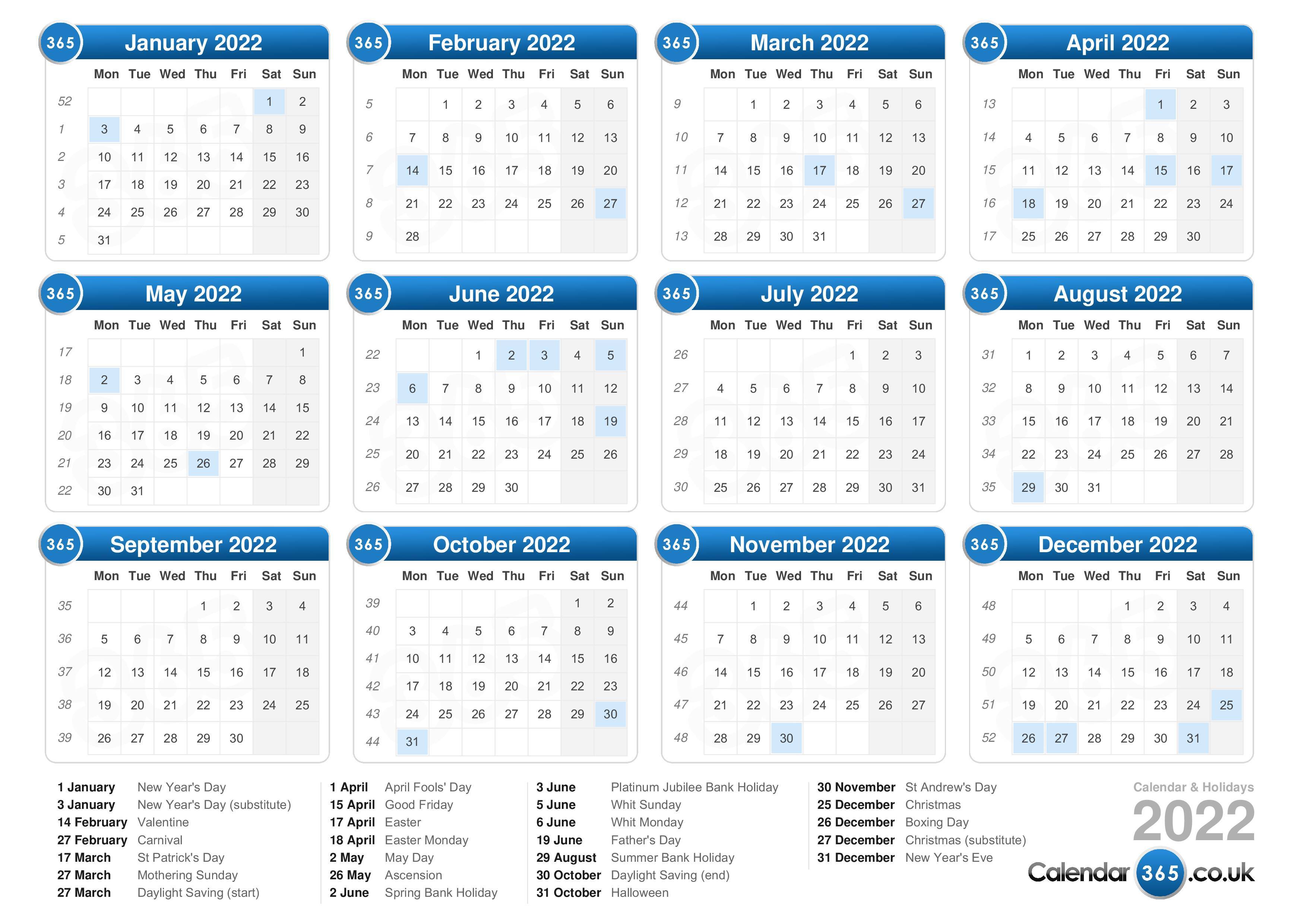 Day Calendar 2022 Calendar 2022