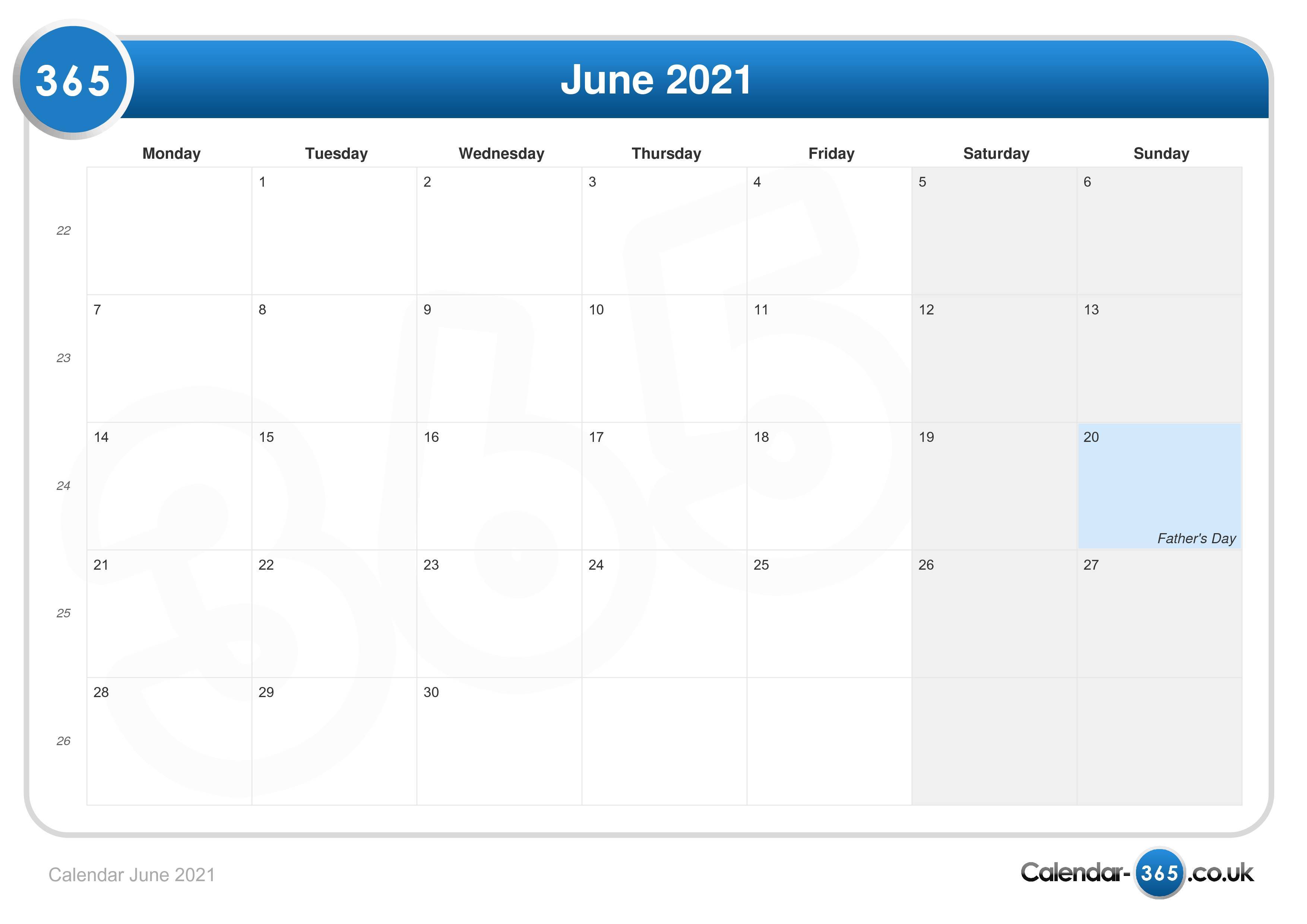 Calendar June 21
